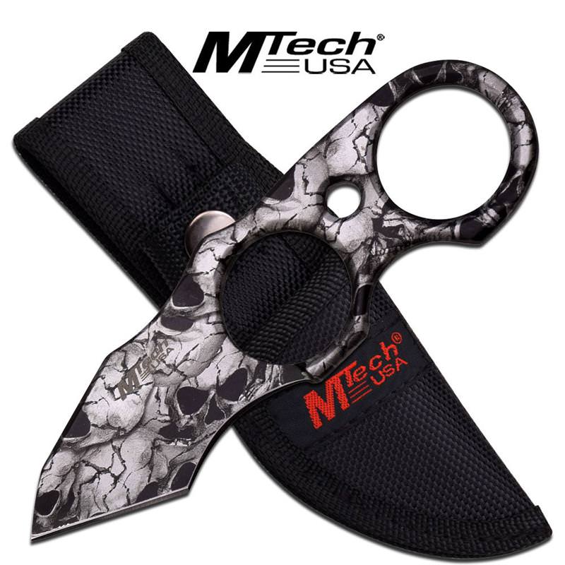 Skull Full Tang Finger Ring Tactical Tanto Fixed Blade Knife - Tophatter's Army Products & Self Defense Collectible Weapons - Tophatter Daily Deals